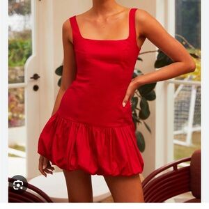 Peppermayo Red Ruffled Sundress Square Neck Mini